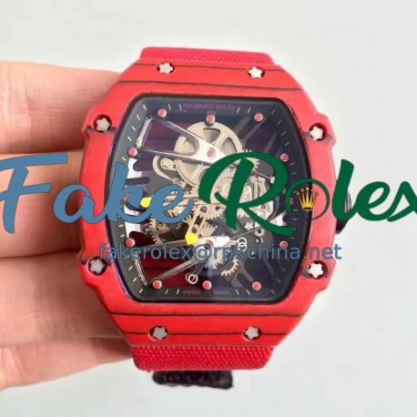 Replica Richard Mille RM27-02 KV Red Forged Carbon Black & Skeleton Dial M9015