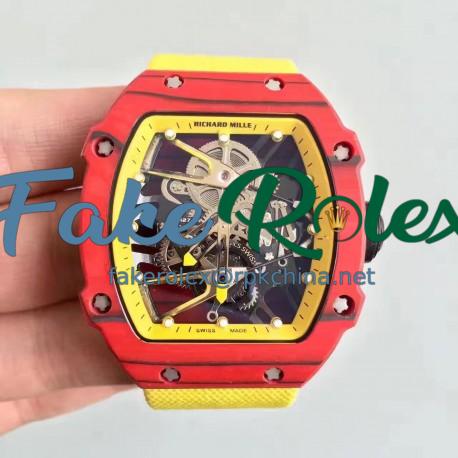 Replica Richard Mille RM27-02 KV Red Forged Carbon Yellow & Skeleton Dial M9015