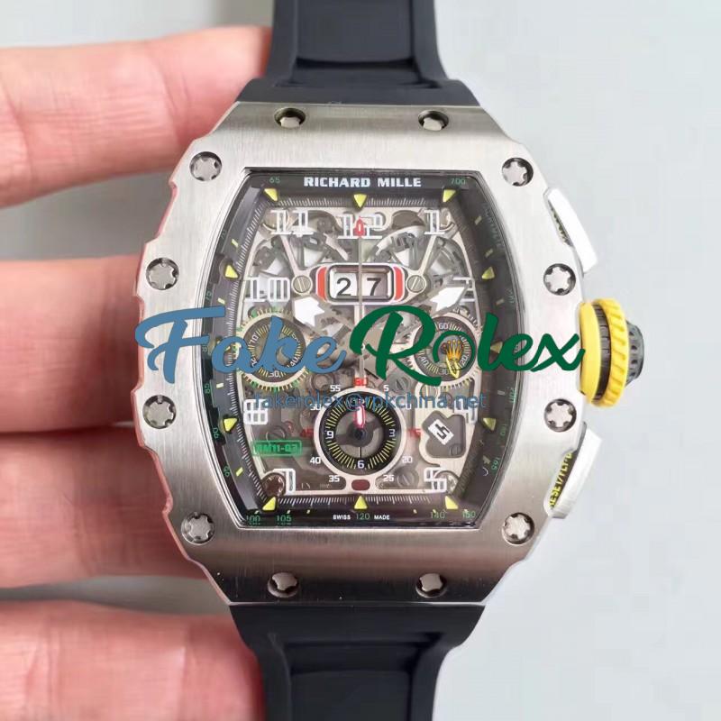 Replica Richard Mille RM011-03 KV V2 Stainless Steel Black Skeleton Dial Swiss 7750