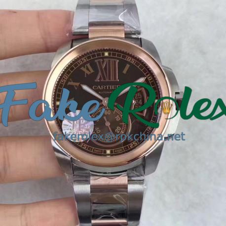 Replica Cartier Calibre de Cartier W7100036 42MM JF Stainless steel & Rose Gold Brown Dial Swiss Calibre 1904-PS MC