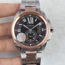 Replica Cartier Calibre de Cartier W7100036 42MM JF Stainless steel & Rose Gold Black Dial Swiss Calibre 1904-PS MC