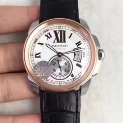 Replica Cartier Calibre de Cartier W7100039 42MM JF Stainless Steel & Rose Gold White Dial Swiss Calibre 1904-PS MC