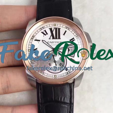 Replica Cartier Calibre de Cartier W7100039 42MM JF Stainless Steel & Rose Gold White Dial Swiss Calibre 1904-PS MC