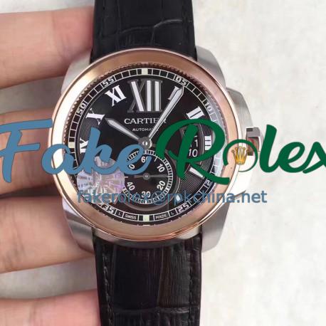 Replica Cartier Calibre de Cartier W7100039 42MM JF Stainless Steel & Rose Gold Black Dial Swiss Calibre 1904-PS MC