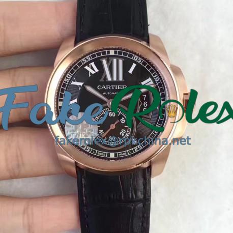 Replica Cartier Calibre de Cartier W7100039 42MM JF Rose Gold Black Dial Swiss Calibre 1904-PS MC