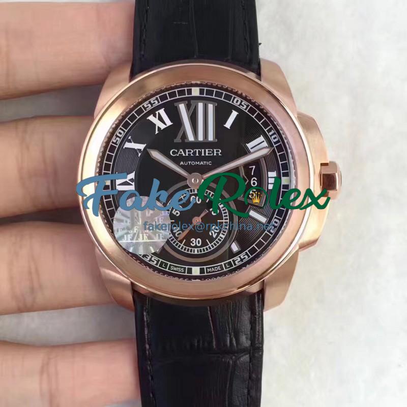 Replica Cartier Calibre de Cartier W7100039 42MM JF Rose Gold Black Dial Swiss Calibre 1904-PS MC