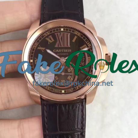 Replica Cartier Calibre de Cartier W7100039 42MM JF Rose Gold Brown Dial Swiss Calibre 1904-PS MC