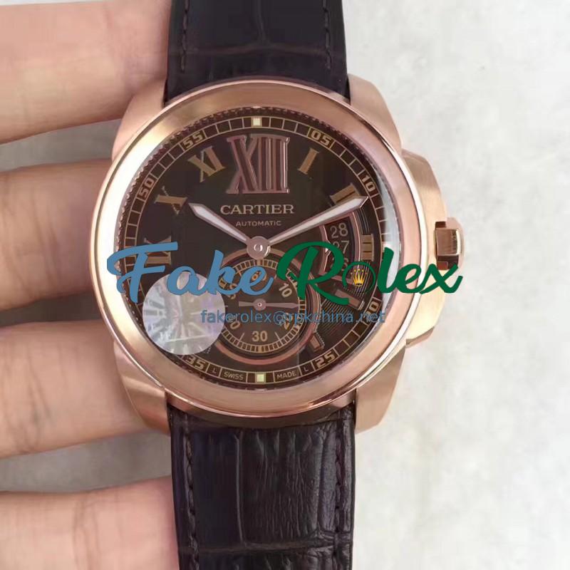 Replica Cartier Calibre de Cartier W7100039 42MM JF Rose Gold Brown Dial Swiss Calibre 1904-PS MC