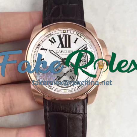 Replica Cartier Calibre de Cartier W7100039 42MM JF Rose Gold White Dial Swiss Calibre 1904-PS MC