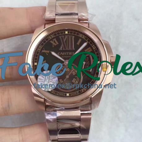 Replica Cartier Calibre de Cartier W7100018 42MM JF Rose Gold Brown Dial Swiss Calibre 1904-PS MC