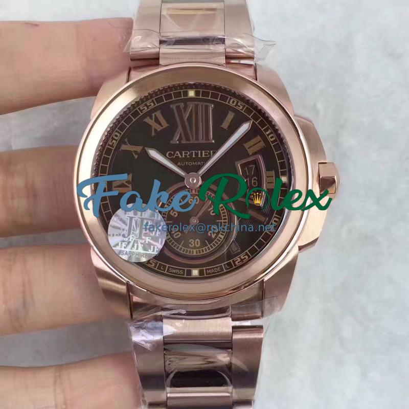 Replica Cartier Calibre de Cartier W7100018 42MM JF Rose Gold Brown Dial Swiss Calibre 1904-PS MC