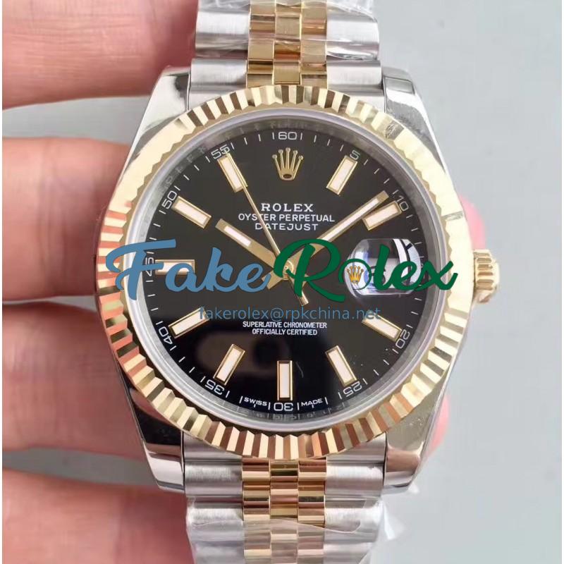 Replica Rolex Datejust 41 126333 41MM N Stainless Steel & Yellow Gold Black Dial Swiss 3235