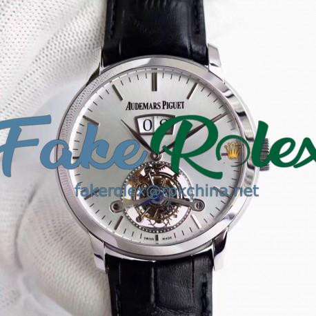 Replica Audemars Piguet Jules Audemars Tourbillon Grande Date 26559 TF Stainless Steel Silver Dial Swiss AP Caliber 2909