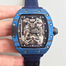 Replica Richard Mille RM50-27-01 NTPT KV Blue Forged Carbon Black & Skeleton Dial M9015