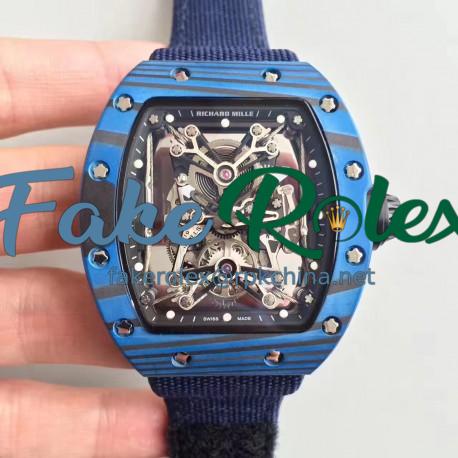 Replica Richard Mille RM50-27-01 NTPT KV Blue Forged Carbon Black & Skeleton Dial M9015