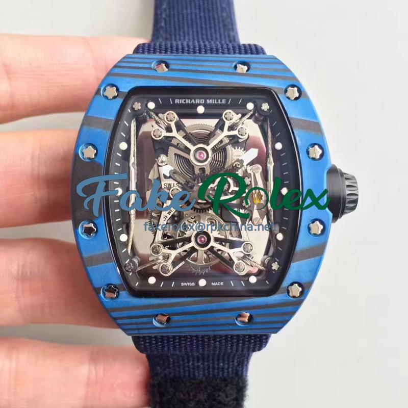 Replica Richard Mille RM50-27-01 NTPT KV Blue Forged Carbon Black & Skeleton Dial M9015