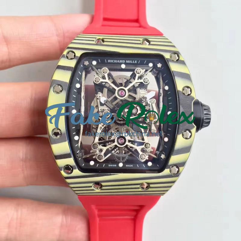 Replica Richard Mille RM50-27-01 NTPT KV Yellow Forged Carbon Black & Skeleton Dial M9015