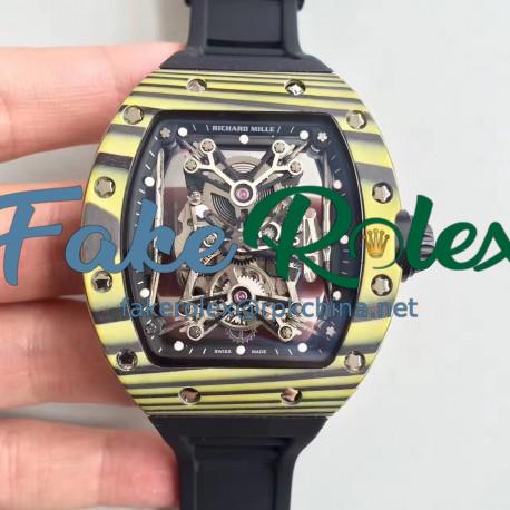 Replica Richard Mille RM50-27-01 NTPT KV Yellow Forged Carbon Black & Skeleton Dial M9015