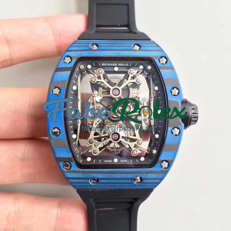 Replica Richard Mille RM50-27-01 NTPT KV Blue Forged Carbon Black & Skeleton Dial M9015