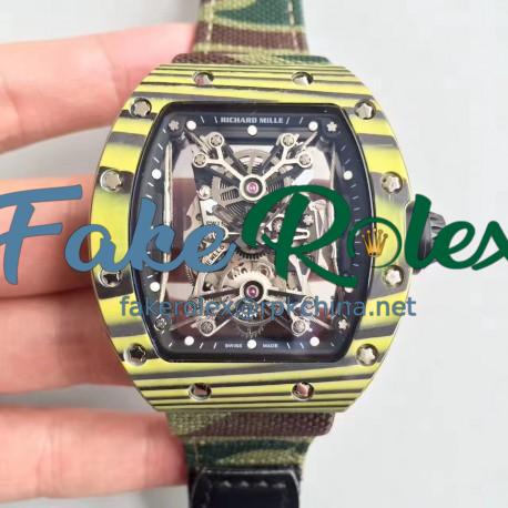 Replica Richard Mille RM50-27-01 NTPT KV Yellow Forged Carbon Black & Skeleton Dial M9015