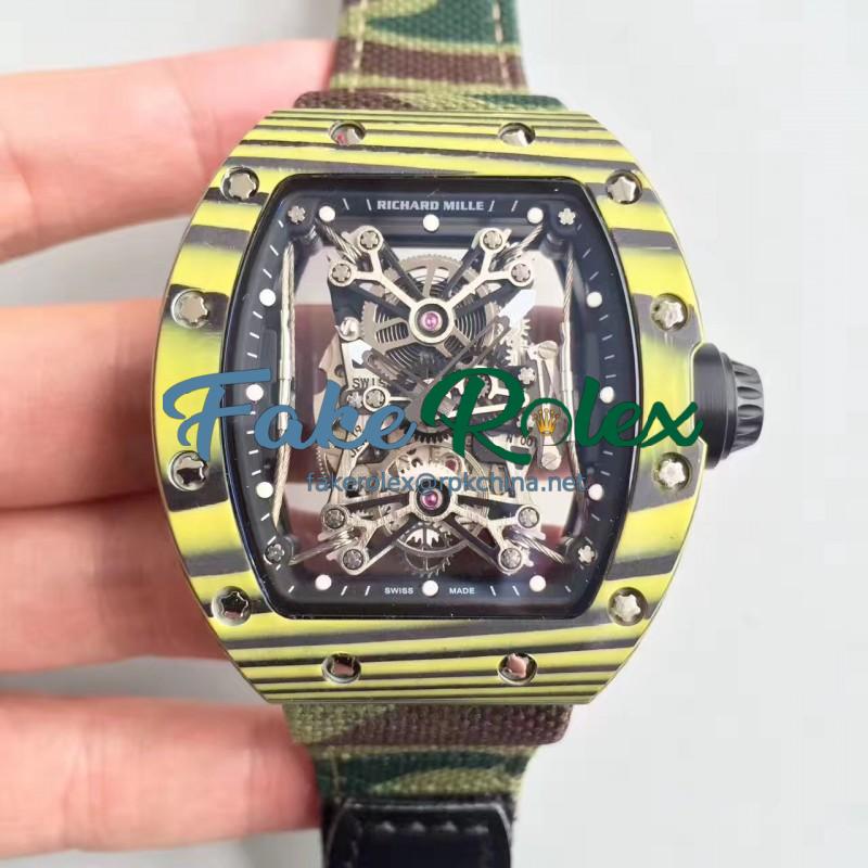 Replica Richard Mille RM50-27-01 NTPT KV Yellow Forged Carbon Black & Skeleton Dial M9015