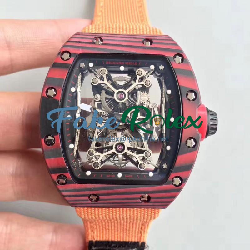 Replica Richard Mille RM50-27-01 NTPT KV Red Forged Carbon Black & Skeleton Dial M9015