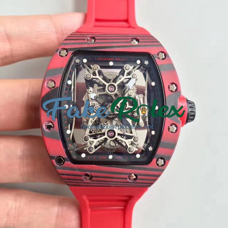 Replica Richard Mille RM50-27-01 NTPT KV Red Forged Carbon Black & Skeleton Dial M9015