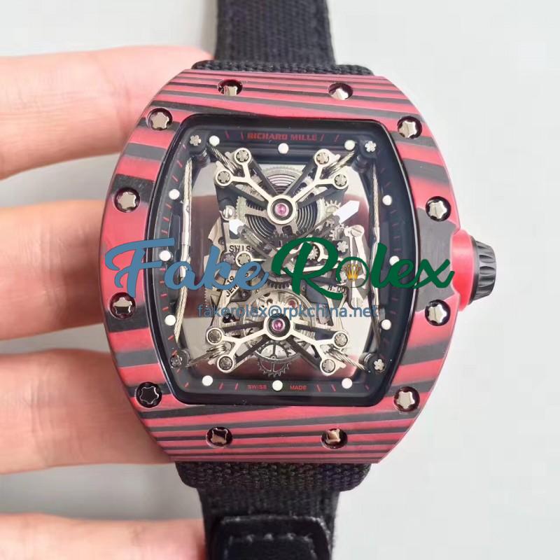 Replica Richard Mille RM50-27-01 NTPT KV Red Forged Carbon Black & Skeleton Dial M9015