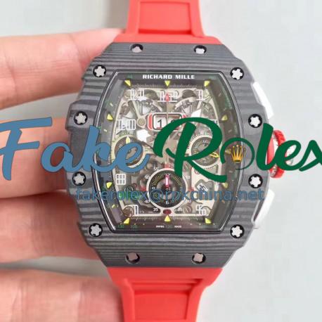 Replica Richard Mille RM011-03 Flyback Chronograph KV Forged Carbon Black Skeleton Dial Swiss 7750