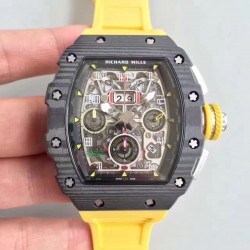 Replica Richard Mille RM011-03 Flyback Chronograph KV Forged Carbon Black Skeleton Dial Swiss 7750