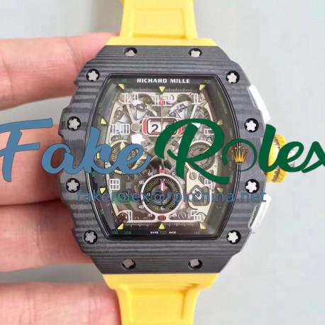 Replica Richard Mille RM011-03 Flyback Chronograph KV Forged Carbon Black Skeleton Dial Swiss 7750