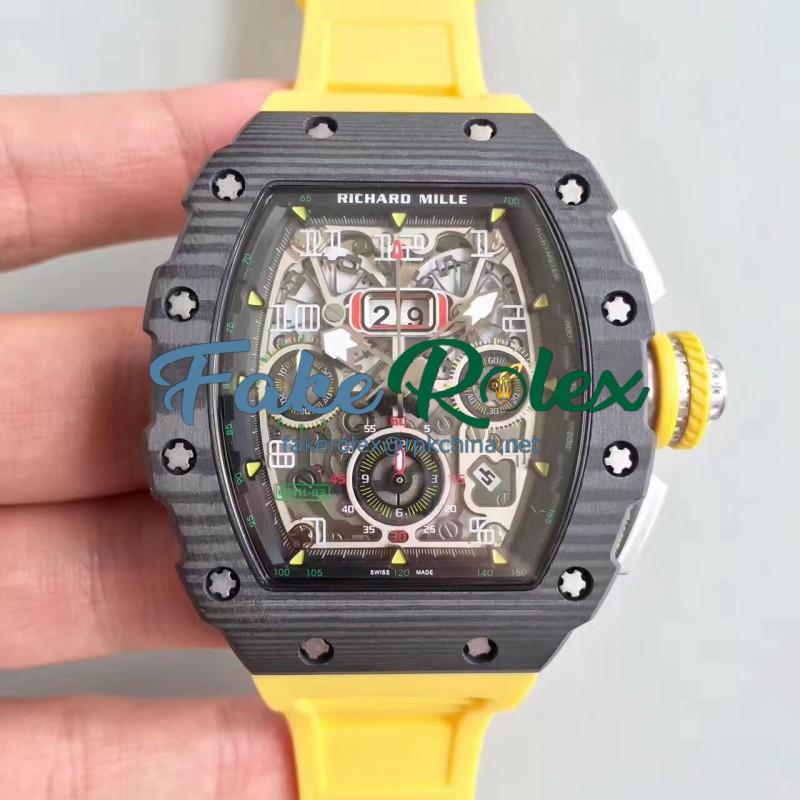 Replica Richard Mille RM011-03 Flyback Chronograph KV Forged Carbon Black Skeleton Dial Swiss 7750