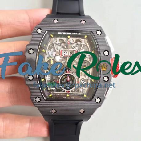 Replica Richard Mille RM011-03 Flyback Chronograph KV Forged Carbon Black Skeleton Dial Swiss 7750