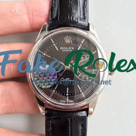 Replica Rolex Cellini Date 50519 VF Stainless Steel Black Dial Swiss 3165