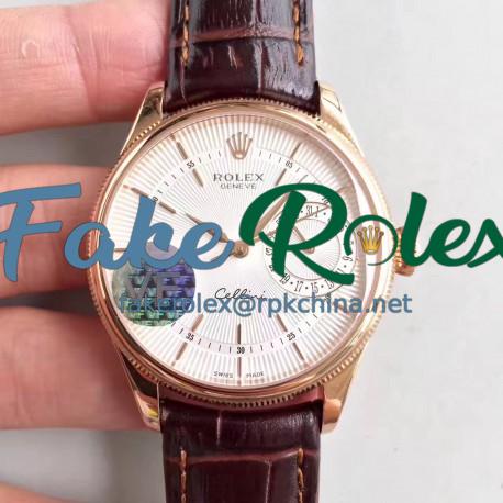 Replica Rolex Cellini Date 50515 VF Rose Gold White Dial Dial Swiss 3165