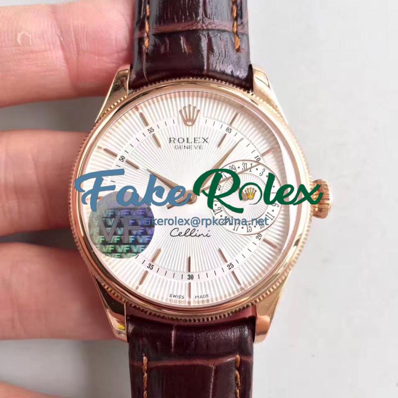 Replica Rolex Cellini Date 50515 VF Rose Gold White Dial Dial Swiss 3165