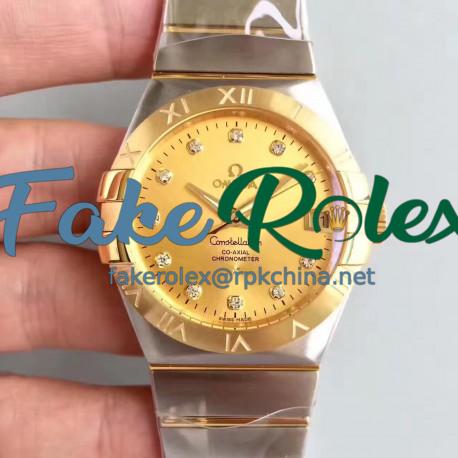 Replica Omega Constellation 123.20.38.21.58.001 38MM SSS Stainless Steel & Yellow Gold Champagne Dial Swiss 8500