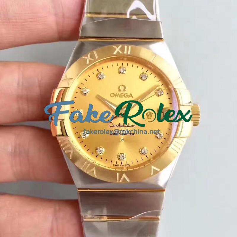 Replica Omega Constellation 123.20.38.21.58.001 38MM SSS Stainless Steel & Yellow Gold Champagne Dial Swiss 8500