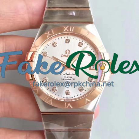 Replica Omega Constellation 123.20.38.21.52.001 38MM SSS Stainless Steel & Rose Gold Rhodium Dial Swiss 8500