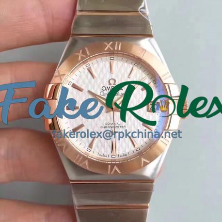 Replica Omega Constellation 123.20.38.21.02.008 38MM SSS Stainless Steel & Rose Gold White Dial Swiss 8500