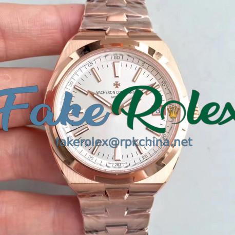 Replica Vacheron Constantin Overseas 47040 8F Rose Gold White Dial Swiss 5100