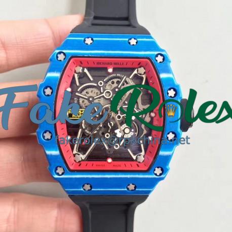 Replica Richard Mille RM35-01 Rafael Nadal KV Blue Forged Carbon Red & Skeleton Dial M6T51