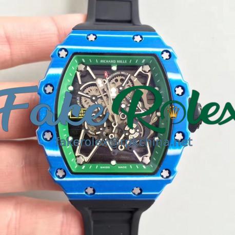 Replica Richard Mille RM35-01 Rafael Nadal KV Blue Forged Carbon Green & Skeleton Dial M6T51