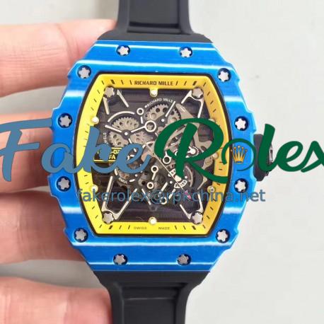 Replica Richard Mille RM35-01 Rafael Nadal KV Blue Forged Carbon Yellow & Skeleton Dial M6T51