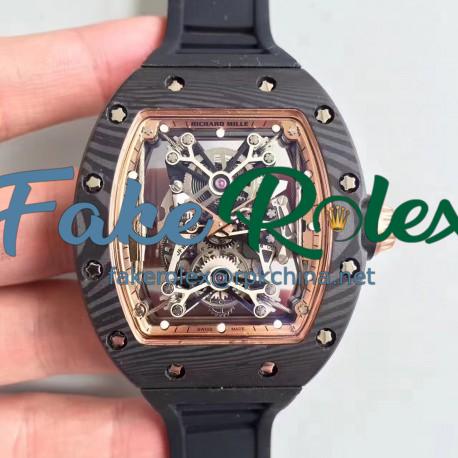 Replica Richard Mille RM50-27-01 NTPT KV Black Forged Carbon Gold & Skeleton Dial M9015