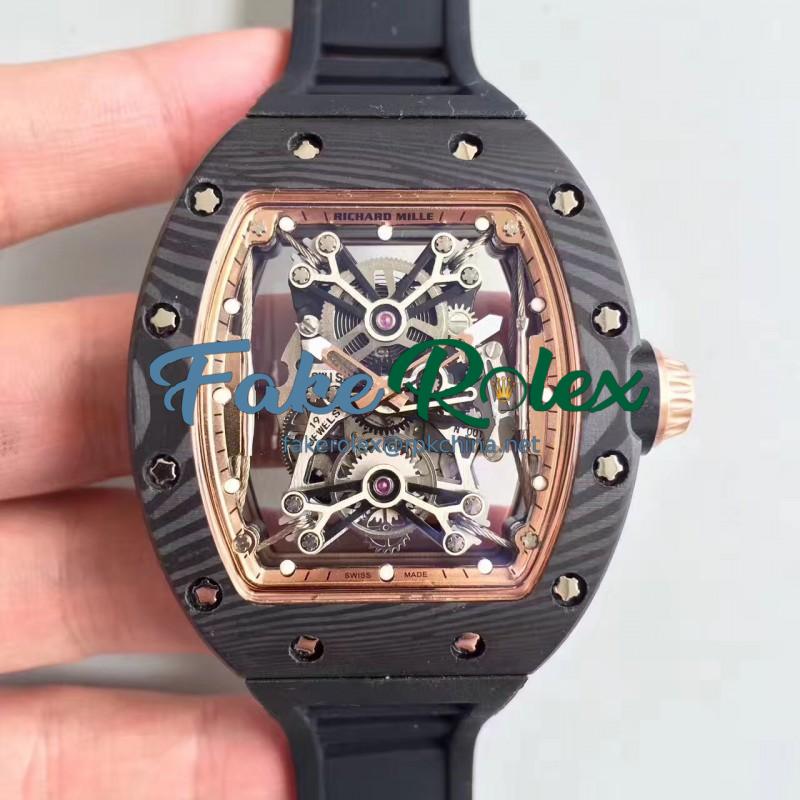 Replica Richard Mille RM50-27-01 NTPT KV Black Forged Carbon Gold & Skeleton Dial M9015