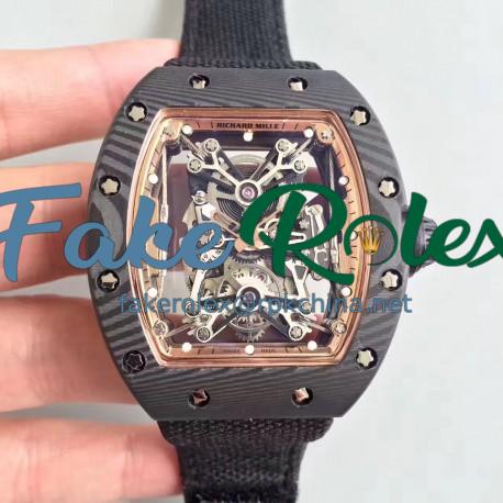 Replica Richard Mille RM50-27-01 NTPT KV Black Forged Carbon Gold & Skeleton Dial M9015