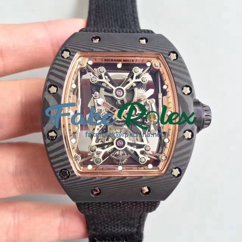 Replica Richard Mille RM50-27-01 NTPT KV Black Forged Carbon Gold & Skeleton Dial M9015