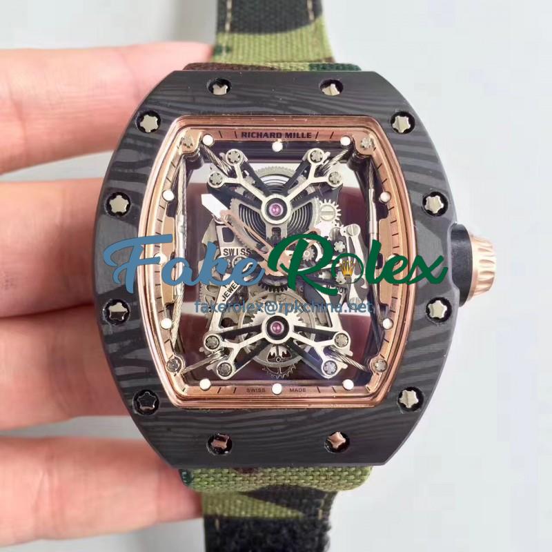 Replica Richard Mille RM50-27-01 NTPT KV Black Forged Carbon Gold & Skeleton Dial M9015