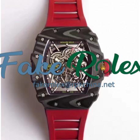 Replica Richard Mille RM35-02 Rafael Nadal KV Forged Carbon Black & Skeleton Dial M6T51